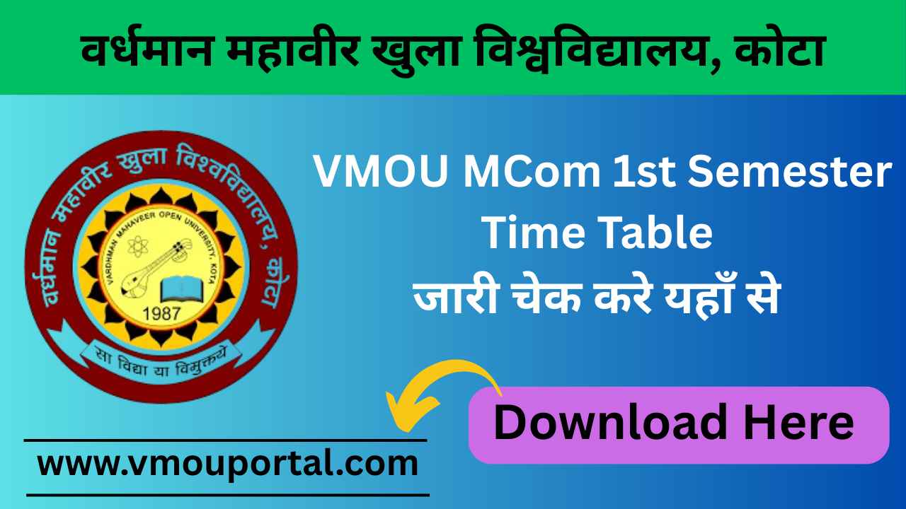 VMOU MCom 1st Semester Time Table